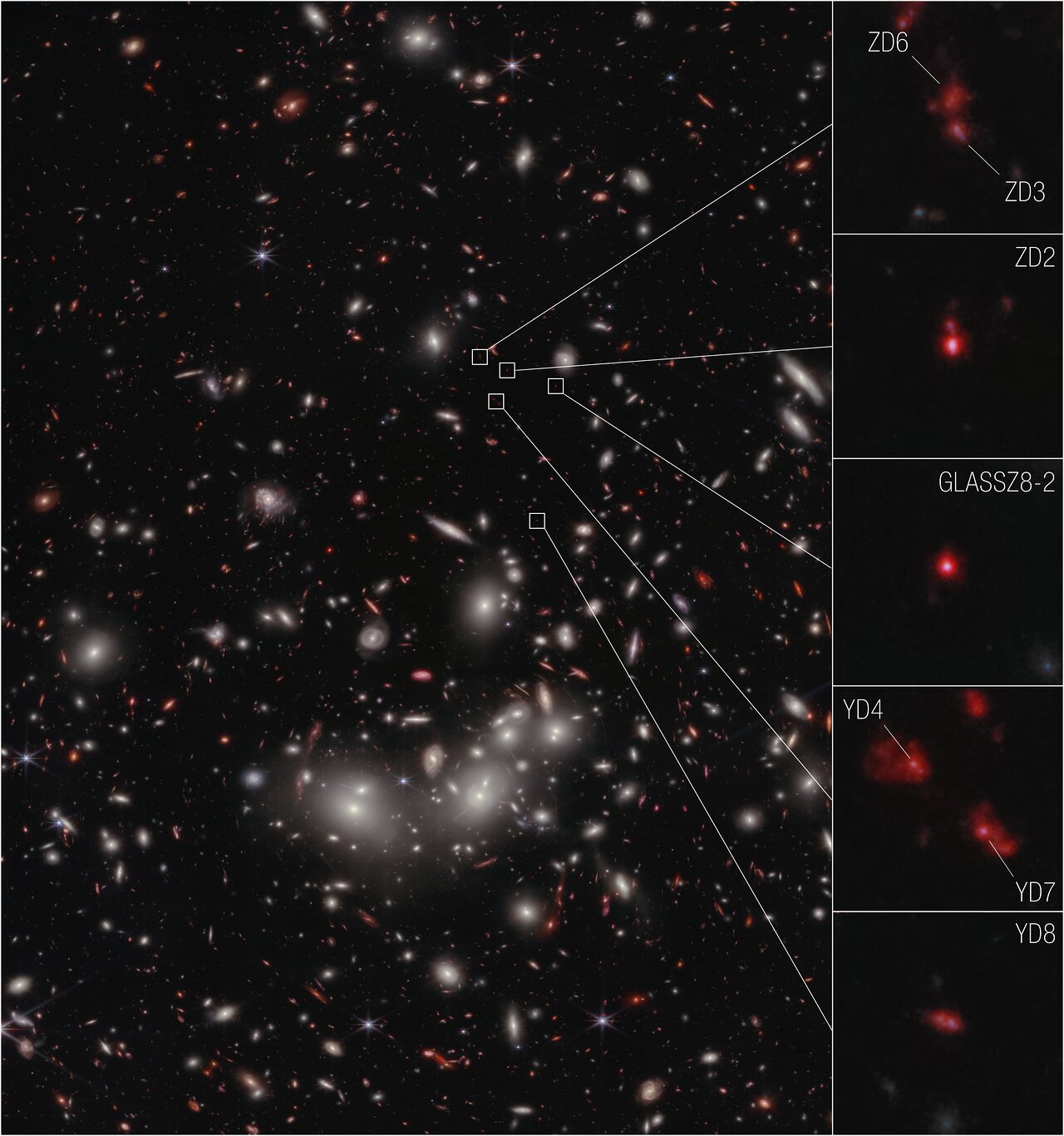 Webb reveals early-Universe prequel to huge galaxy cluster